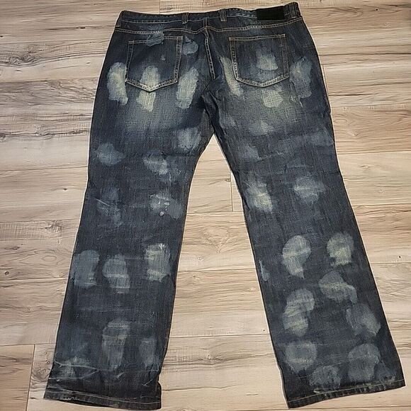 Grindhouse Jeans Mens 48x34 Blue Denim Distressed Silm Straight Fit - Picture 1 of 10